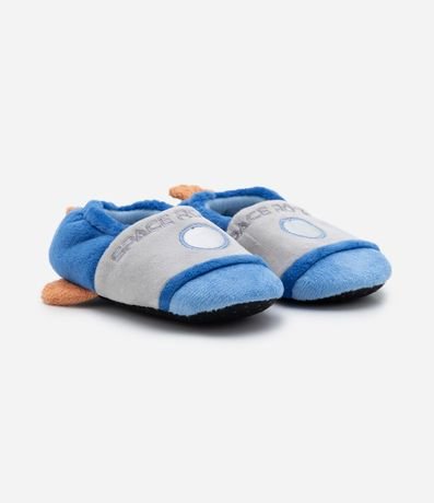 Pantufla Cerrada Infantil en Fleece con Bordado Cohete - Talle 19 al 28