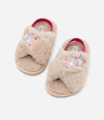 Pantufla Ojota Infantil en Fleece con Elástico y Bordado en Estrella - Talle 19 al 28 3