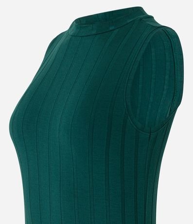 Vestido Midi en Viscosa con Cuello Alto Básico y Acanalado 2