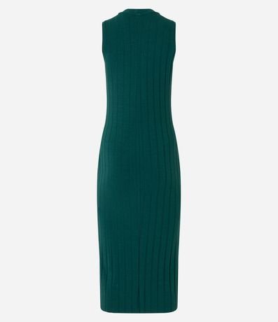 Vestido Midi en Viscosa con Cuello Alto Básico y Acanalado 3
