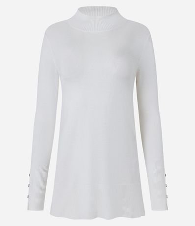 Suéter de Punto Texturizado con Cuello Alto y Botones en el Puño 7