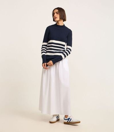 Blusa Alargada con Punto Diferenciado y Estampado Rayado 2