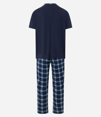 Pijama Largo con Bolsillo en el Pecho y Pantalón Estampado de Cuadros 7