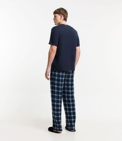 Pijama Largo con Bolsillo en el Pecho y Pantalón Estampado de Cuadros 3