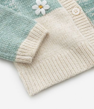 Saco de Punto Chenilla con Cuadrados y Flores - Talle 0 a 18 meses 4