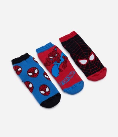 Kit 03 Medias Infantiles en Algodón con Estampado del Spider-Man - Talle 19 a 34