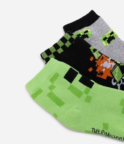 Kit 03 Medias Infantiles Toalla con Estampa Minecraft - Talle 19 a 38 4