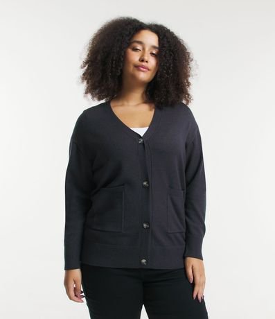 Cardigan de Punto con Bolsillos Delanteros Curve & Plus Size