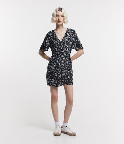 Enterito en Viscosa Floral Liberty con Escote Traspasado