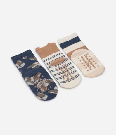 Kit 03 Medias Infantiles en Algodón Peluche con Estampado de Animalitos - Talle 0 a 12 meses 2