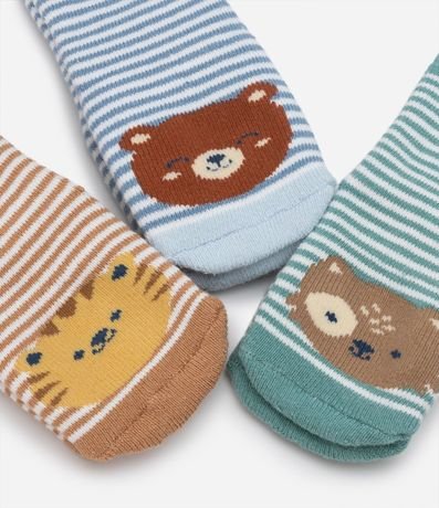 Kit 03 Medias Infantiles con Estampado de Animalitos - Talle 0 a 12 meses 4