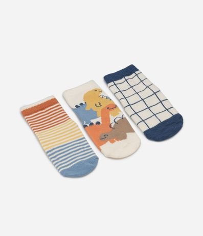 Kit 03 Medias Infantiles en Algodón con Estampado Diferenciada - Talle 0 a 12 meses