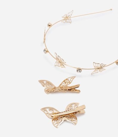 Kit con Vincha y Pinzas en Metal con Formato de Mariposas 4