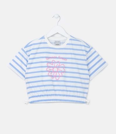 Blusa Cropped Infantil Rayada con Barra Elástica - Talle 5 a 14 años 1