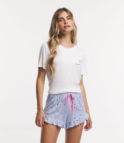 Pijama Corto en Viscolycra con Volado y Estampa Floral