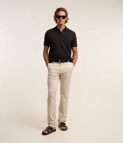 Pantalón Slim en Sarga con Bolsillos Cuchillo