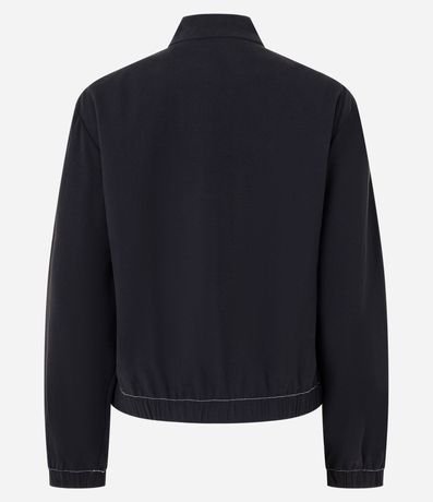 Campera Bomber en Viscosa con Bolsillos Solapa y Pespuntos Contrastantes 7