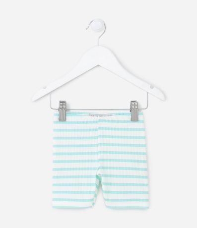 Short Ciclista Infantil Acanalado con Estampa a Rayas - Talle 1 a 5 años