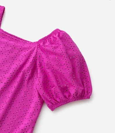 Vestido Infantil en Laise con Manga Abullonada y Volado - Talle 5 a 14 años 5