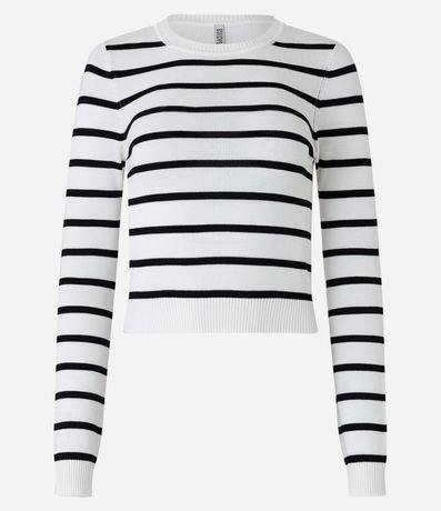 Blusa en Viscosa Rayada con Puños y Bajo Acanalado 4