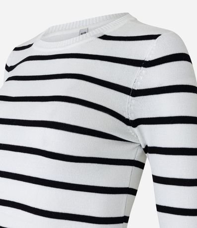 Blusa en Viscosa Rayada con Puños y Bajo Acanalado 5