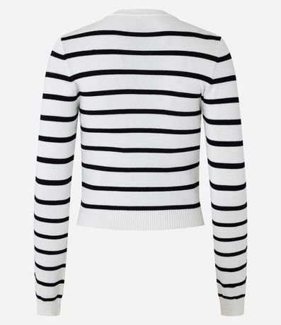 Blusa en Viscosa Rayada con Puños y Bajo Acanalado 6