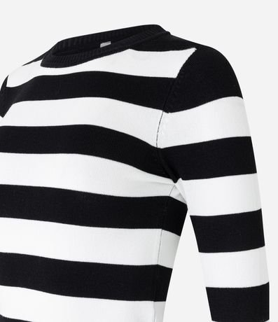 Blusa en Viscosa Rayada con Puños y Bajo Acanalado 5