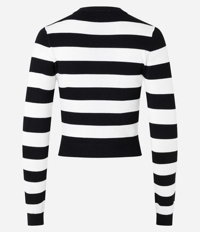 Blusa en Viscosa Rayada con Puños y Bajo Acanalado 6