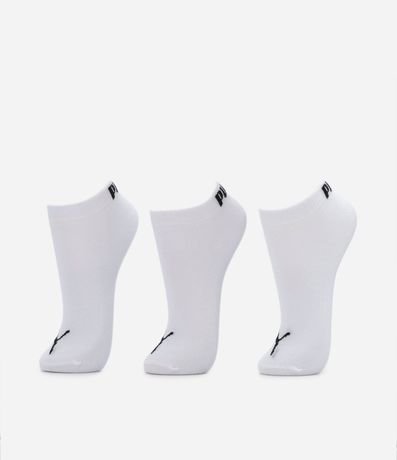Kit 03 Pares de Medias Caña Corta Infantil Estampado Puma - Talle 25 al 34