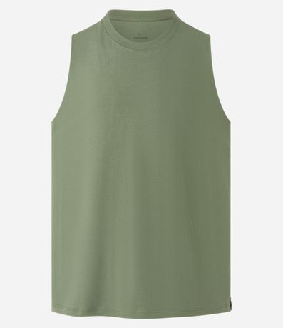 Musculosa en Algodón con Cuello Redondo y Tag en el Bajo