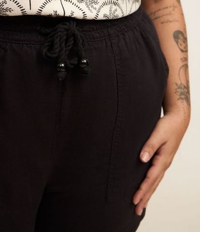 Short Comfy en Sarga con Lazo en la Cintura y Bolsillos Curve & Plus Size 4