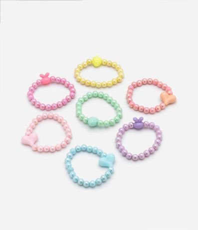 Kit 07 Pulseras Elásticas Infantiles con Abalorios de Colores