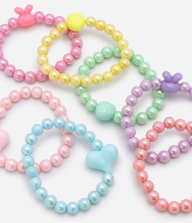 Kit 07 Pulseras Elásticas Infantiles con Abalorios de Colores 2