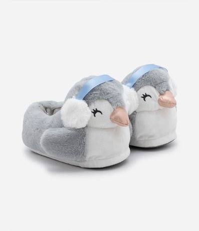 Pantufla Cerrada Infantil en Fleece con Carita de Pingüino - Talle 29/30 al 35/36