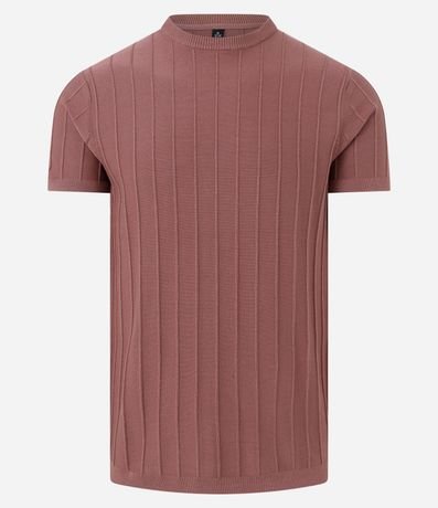 Remera Slim en Viscosa con Textura de Rayas y Manga Corta 9