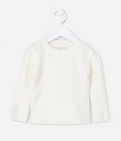 Suéter Infantil con Volado y Textura - Talle 0 a 18 meses