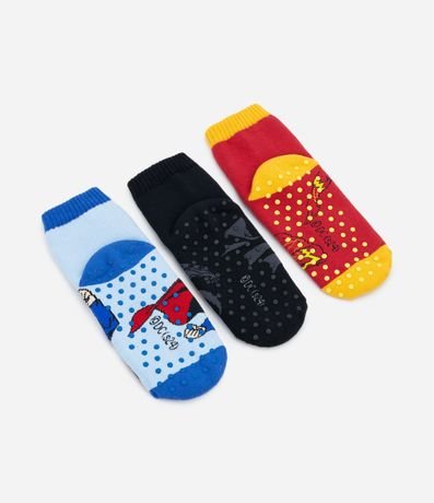 Kit 03 Medias Atoladas Infantiles con Estampado da Liga da Justicia - Talle 19 a 34 2