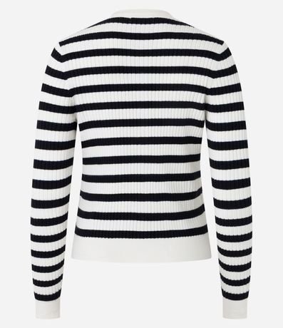 Cardigan en Punto con Abotonado y Estampado Rayada 8