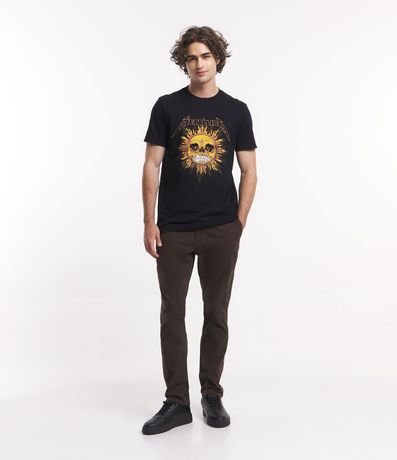 Pantalón Skinny en Sarga con Bolsillos
