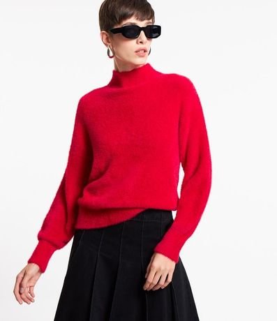 Blusa en Tejido de Punto con Cuello Alto y Felpas 1