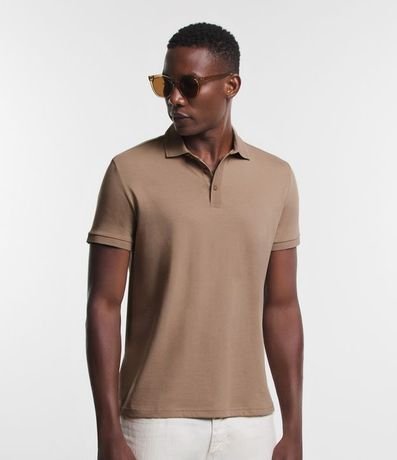 Polo Regular en Media Malla con Detalles Texturizados