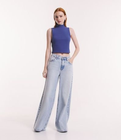 Blusa Cropped Básica sin Manga en Algodón con Cuello Alto 2