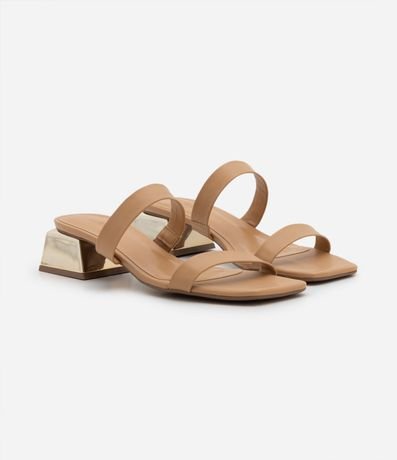 Sandalia Mule con Dos Tiras y Tacón Cromado Bajo 6