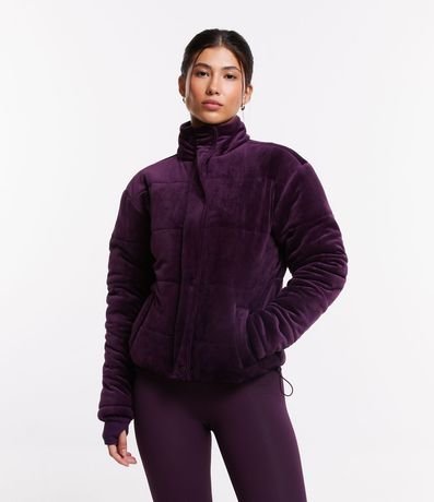 Campera Deportiva en Terciopelo con Cuello Alto