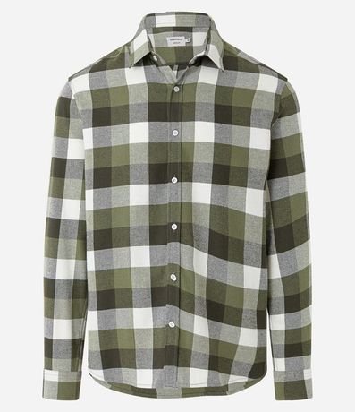 Camisa Comfort en Algodón con Estampado de Cuadros y Mangas Largas 9
