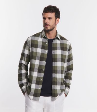 Camisa Comfort en Algodón con Estampado de Cuadros y Mangas Largas 2