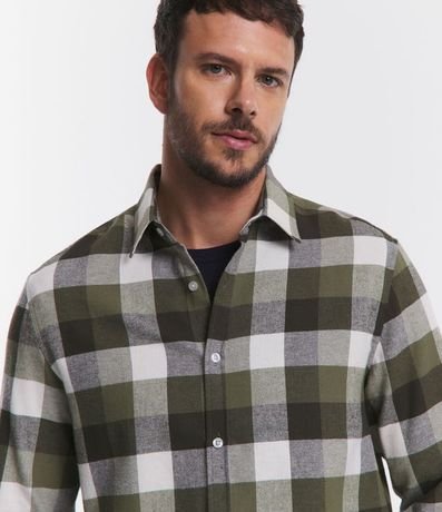 Camisa Comfort en Algodón con Estampado de Cuadros y Mangas Largas 5