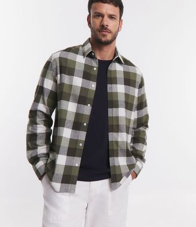 Camisa Comfort en Algodón con Estampado de Cuadros y Mangas Largas 6