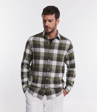 Camisa Comfort en Algodón con Estampado de Cuadros y Mangas Largas 7