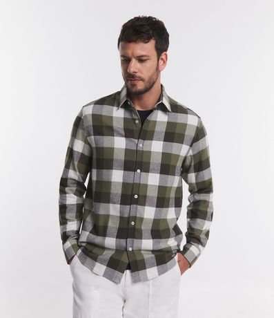 Camisa Comfort en Algodón con Estampado de Cuadros y Mangas Largas 8